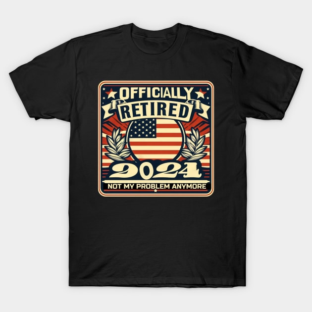 Officially retired 2024 for men with American flag T-Shirt by TRACHLUIM